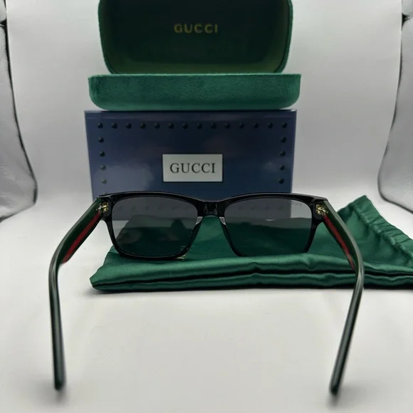 NEW GUCCI GG0340S 006 BLACK/MULTICOLOR GREY MENS SUNGLASSES - Picture 4 of 10